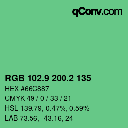 カラーコード: RGB 102.9 200.2 135 | qconv.com
