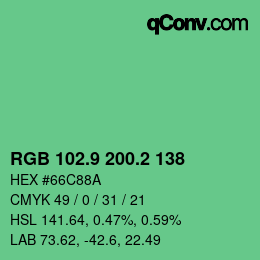 カラーコード: RGB 102.9 200.2 138 | qconv.com