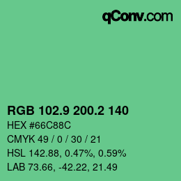 カラーコード: RGB 102.9 200.2 140 | qconv.com