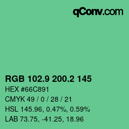 カラーコード: RGB 102.9 200.2 145 | qconv.com