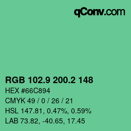 カラーコード: RGB 102.9 200.2 148 | qconv.com