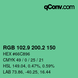 カラーコード: RGB 102.9 200.2 150 | qconv.com