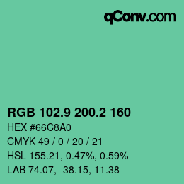 カラーコード: RGB 102.9 200.2 160 | qconv.com