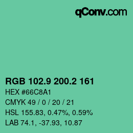 カラーコード: RGB 102.9 200.2 161 | qconv.com