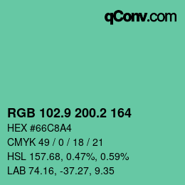 カラーコード: RGB 102.9 200.2 164 | qconv.com