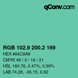 カラーコード: RGB 102.9 200.2 169 | qconv.com