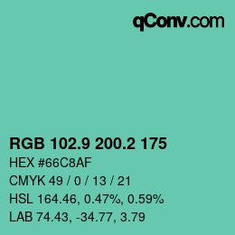 カラーコード: RGB 102.9 200.2 175 | qconv.com