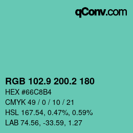 カラーコード: RGB 102.9 200.2 180 | qconv.com
