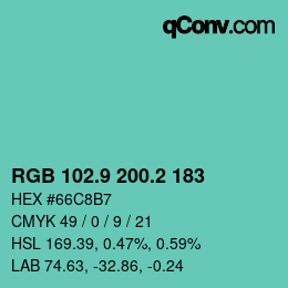 Color code: RGB 102.9 200.2 183 | qconv.com