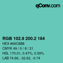 カラーコード: RGB 102.9 200.2 184 | qconv.com