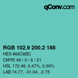 Farbcode: RGB 102.9 200.2 188 | qconv.com