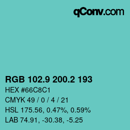 Farbcode: RGB 102.9 200.2 193 | qconv.com