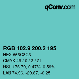 カラーコード: RGB 102.9 200.2 195 | qconv.com