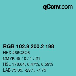 Farbcode: RGB 102.9 200.2 198 | qconv.com