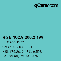 カラーコード: RGB 102.9 200.2 199 | qconv.com