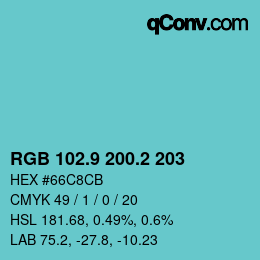 Color code: RGB 102.9 200.2 203 | qconv.com