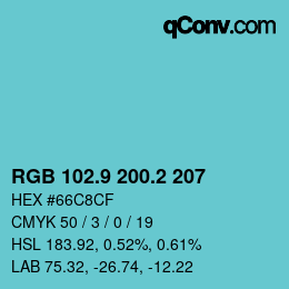 Color code: RGB 102.9 200.2 207 | qconv.com