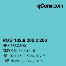 Color code: RGB 102.9 200.2 208 | qconv.com