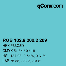 カラーコード: RGB 102.9 200.2 209 | qconv.com