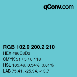 カラーコード: RGB 102.9 200.2 210 | qconv.com