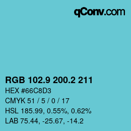カラーコード: RGB 102.9 200.2 211 | qconv.com