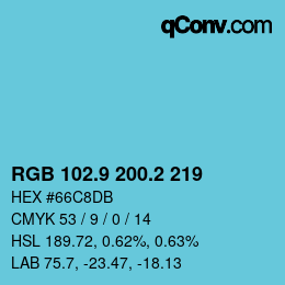 カラーコード: RGB 102.9 200.2 219 | qconv.com