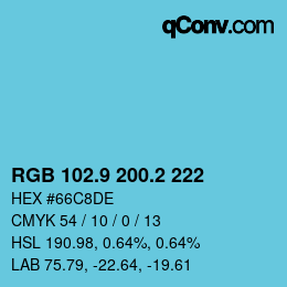 Color code: RGB 102.9 200.2 222 | qconv.com