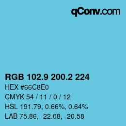 カラーコード: RGB 102.9 200.2 224 | qconv.com