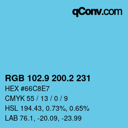 Color code: RGB 102.9 200.2 231 | qconv.com