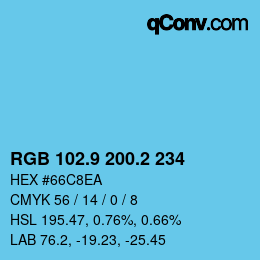 カラーコード: RGB 102.9 200.2 234 | qconv.com