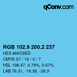 Código de color: RGB 102.9 200.2 237 | qconv.com