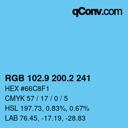 Color code: RGB 102.9 200.2 241 | qconv.com