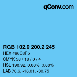 Color code: RGB 102.9 200.2 245 | qconv.com