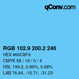 Farbcode: RGB 102.9 200.2 246 | qconv.com
