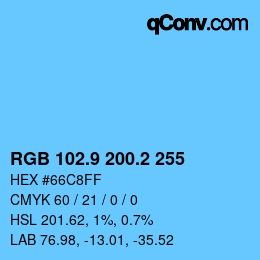 Color code: RGB 102.9 200.2 255 | qconv.com