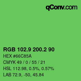 カラーコード: RGB 102.9 200.2 90 | qconv.com