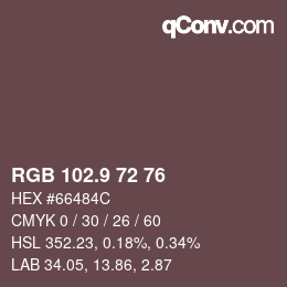 Color code: RGB 102.9 72 76 | qconv.com