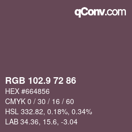 Color code: RGB 102.9 72 86 | qconv.com