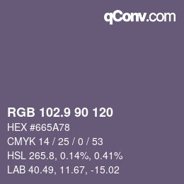 Color code: RGB 102.9 90 120 | qconv.com