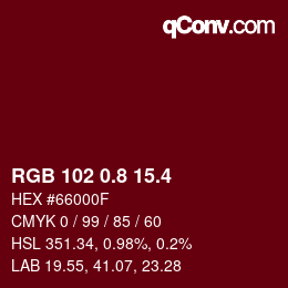 カラーコード: RGB 102 0.8 15.4 | qconv.com