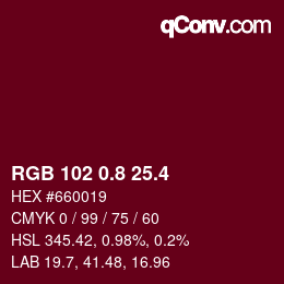 カラーコード: RGB 102 0.8 25.4 | qconv.com