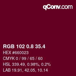 カラーコード: RGB 102 0.8 35.4 | qconv.com