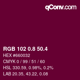 カラーコード: RGB 102 0.8 50.4 | qconv.com