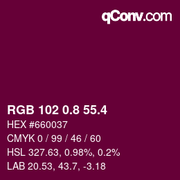 カラーコード: RGB 102 0.8 55.4 | qconv.com