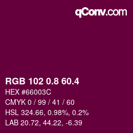 カラーコード: RGB 102 0.8 60.4 | qconv.com