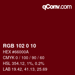 Color code: RGB 102 0 10 | qconv.com