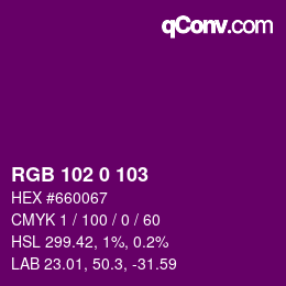 Color code: RGB 102 0 103 | qconv.com