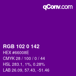 Color code: RGB 102 0 142 | qconv.com