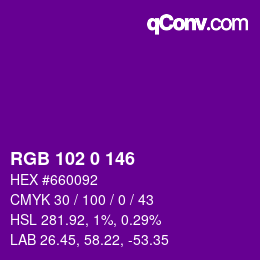 Color code: RGB 102 0 146 | qconv.com