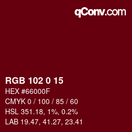 Color code: RGB 102 0 15 | qconv.com